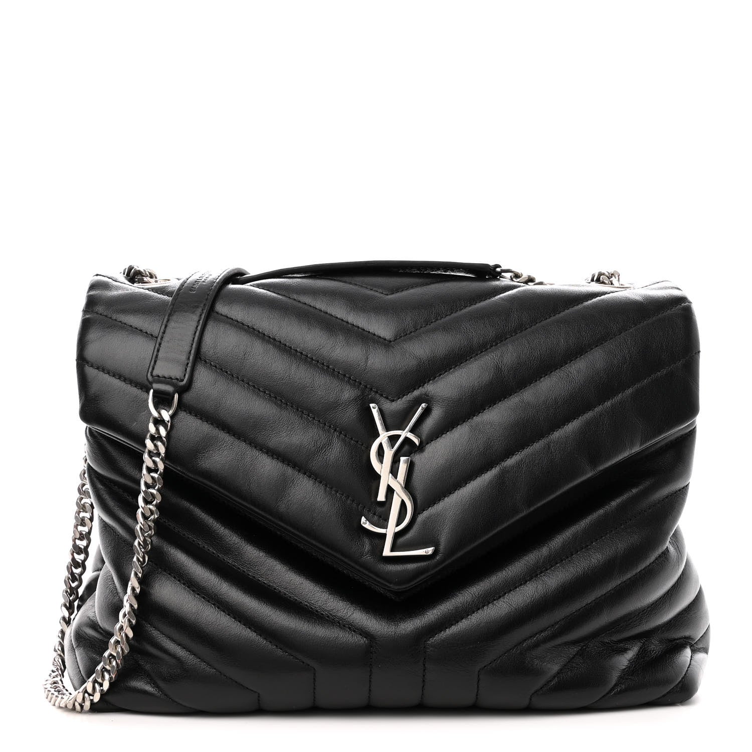 Saint Laurent Calfskin Y Quilted Monogram Medium Loulou Chain Satchel Black 1 of 17