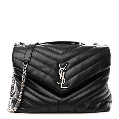 Saint Laurent Calfskin Y Quilted Monogram Medium Loulou Chain Satchel Black 1 of 17