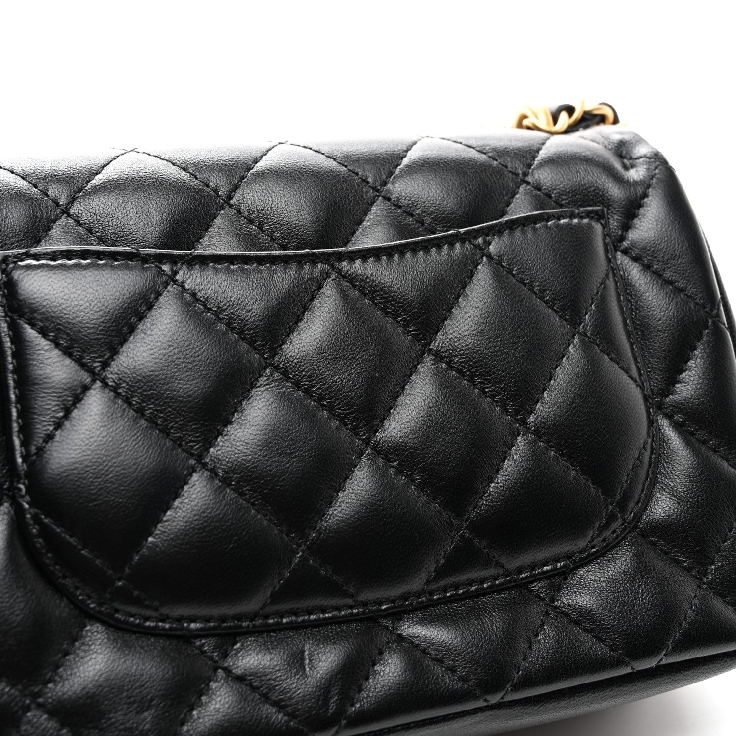 Chanel Shiny Lambskin Quilted Pearl Twist Mini Square Flap Black 14 of 15