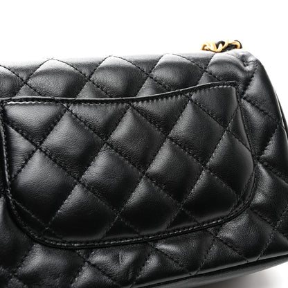 Chanel Shiny Lambskin Quilted Pearl Twist Mini Square Flap Black 14 of 15