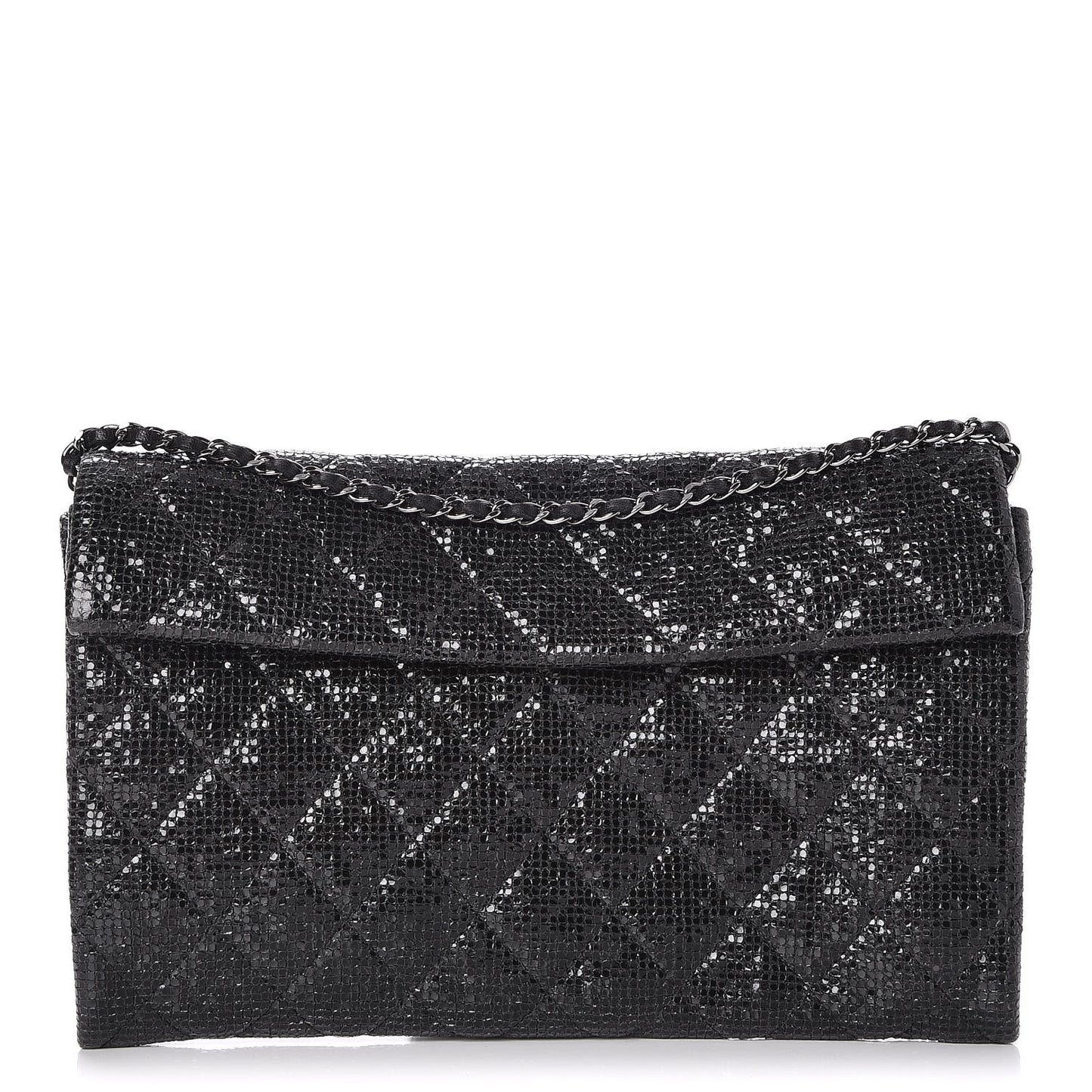 Crystal Quilted Evening Flap Black