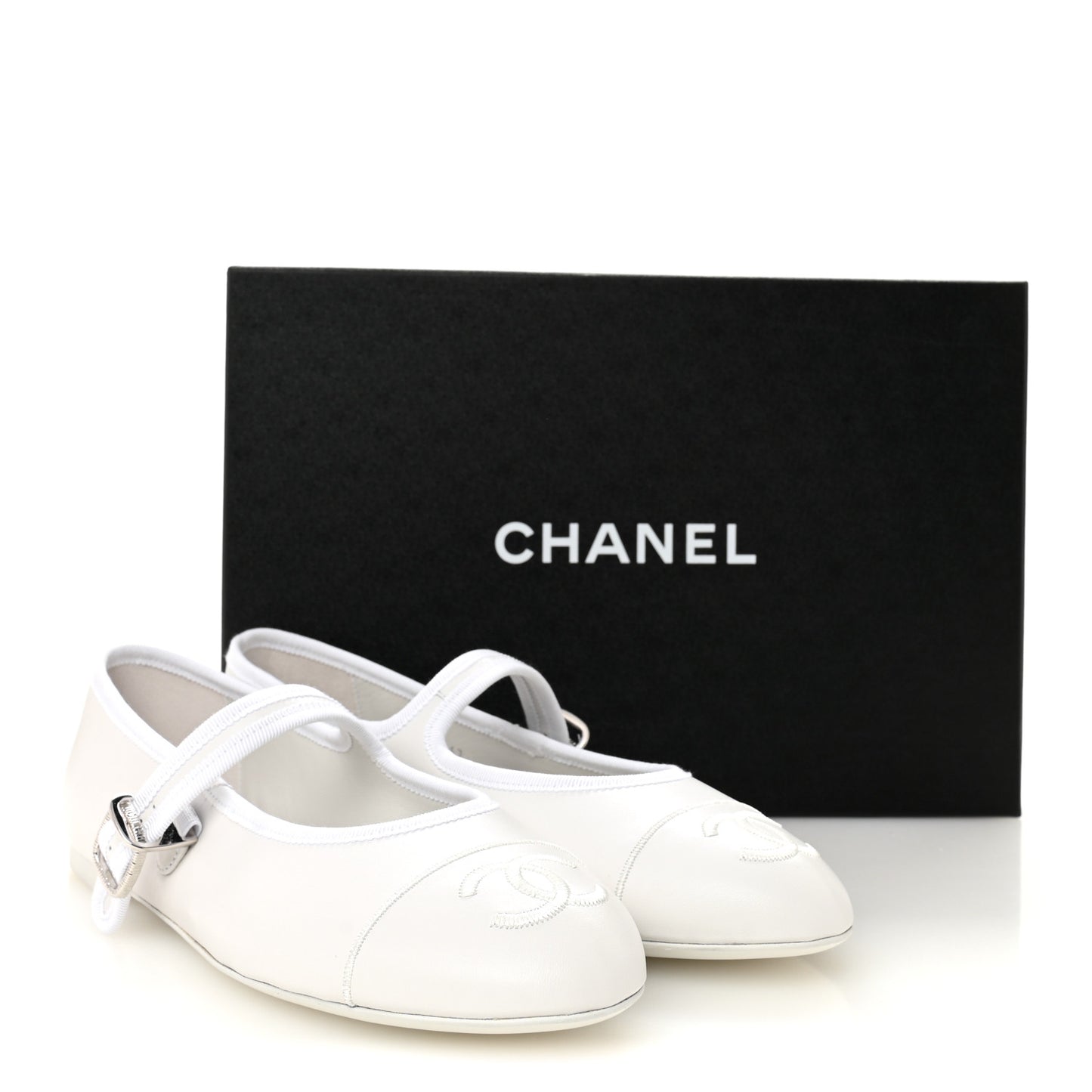 Lambskin Mary Jane Flats 39.5 White