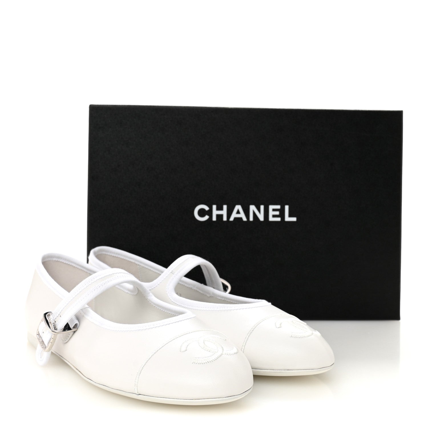 Chanel Lambskin Mary Jane Flats 39.5 White 9 of 9