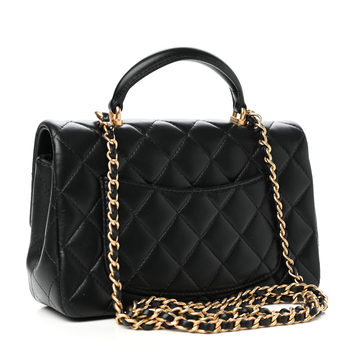 Chanel Lambskin Quilted Mini Top Handle Rectangular Flap Black 3 of 12