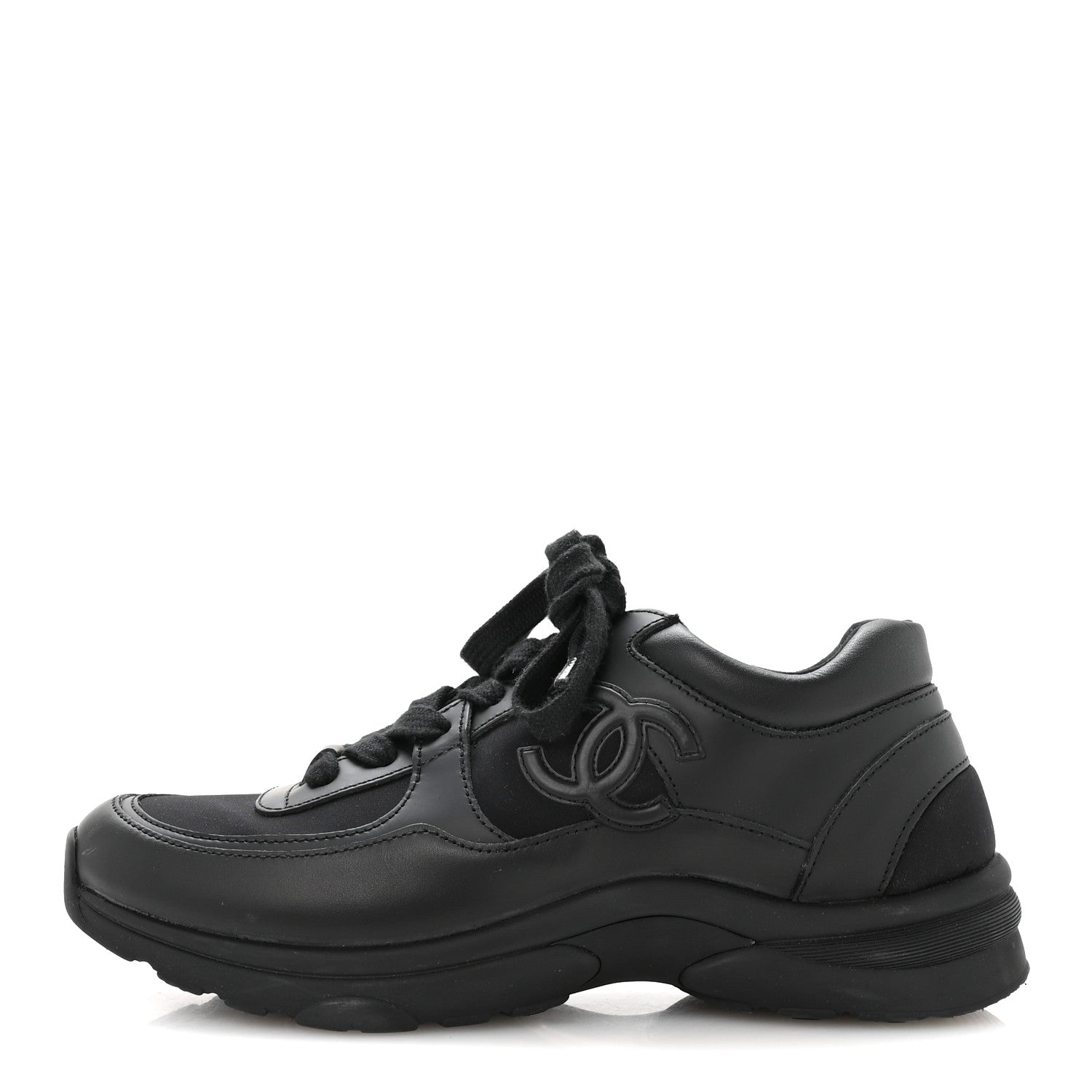 Chanel Calfskin Lambskin CC Uniform Sneakers 40 Black 1 of 8