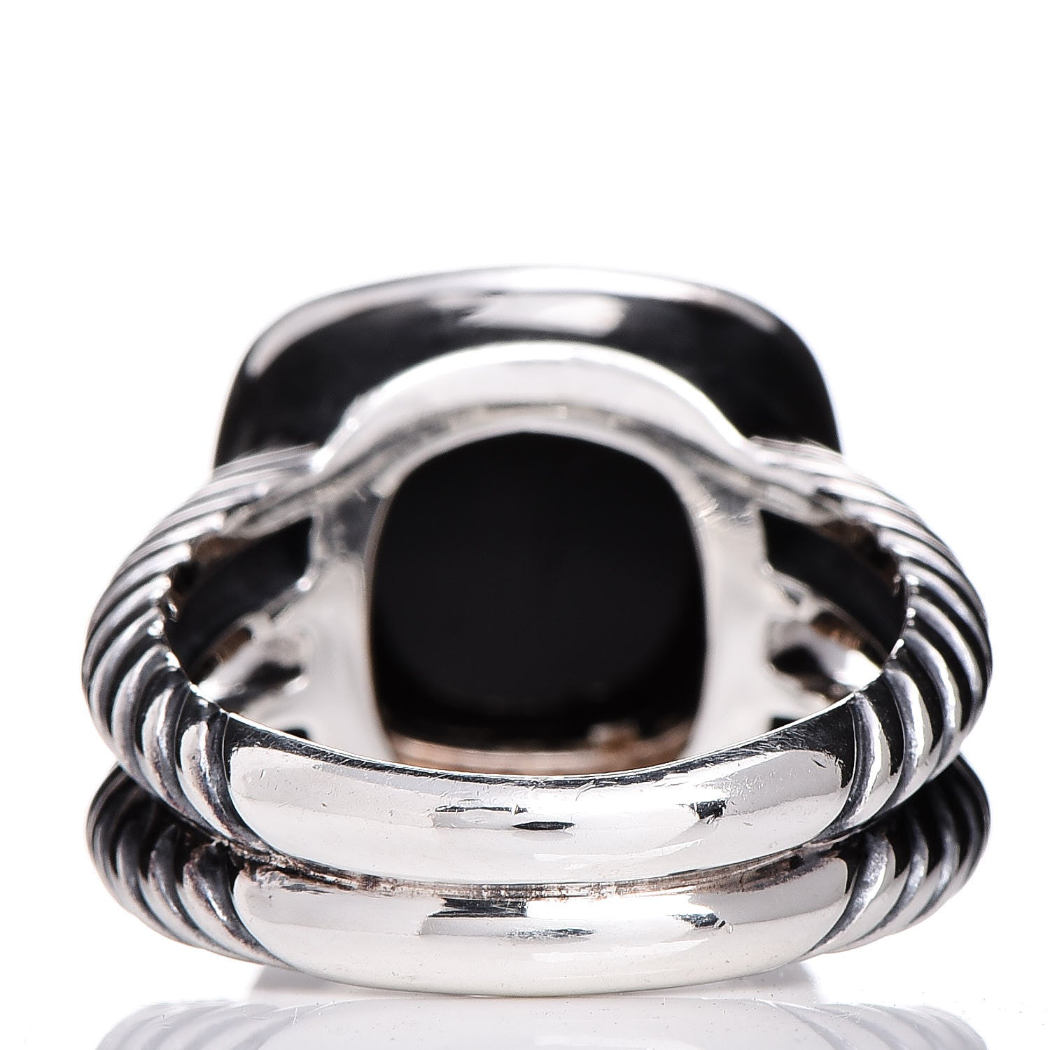 David Yurman Sterling Silver Diamond Black Onyx 11mm Albion Ring 54 7 3 of 5