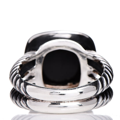 David Yurman Sterling Silver Diamond Black Onyx 11mm Albion Ring 54 7 3 of 5
