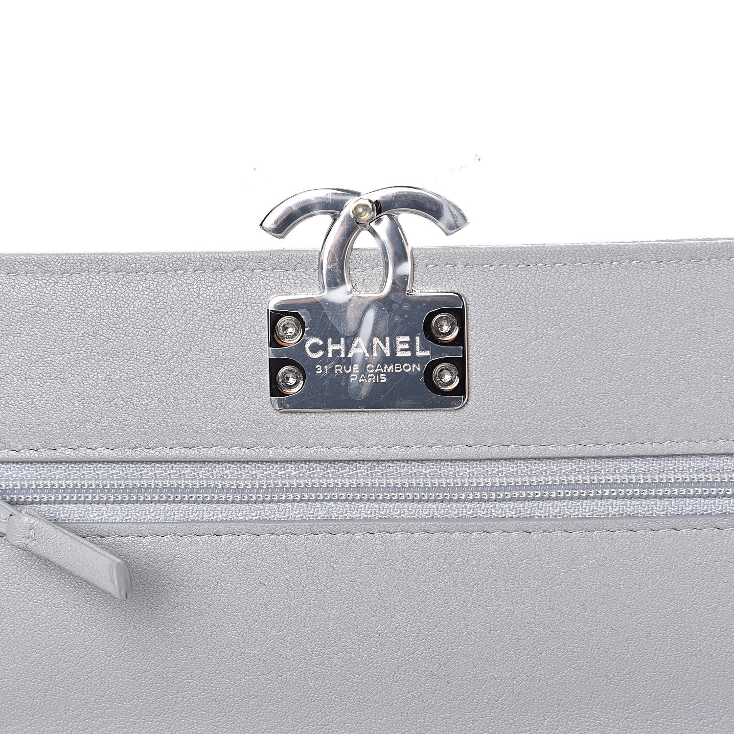 Chanel Grained Calfskin Quilted CC Box Wallet On Chain WOC Grey 6 of 12
