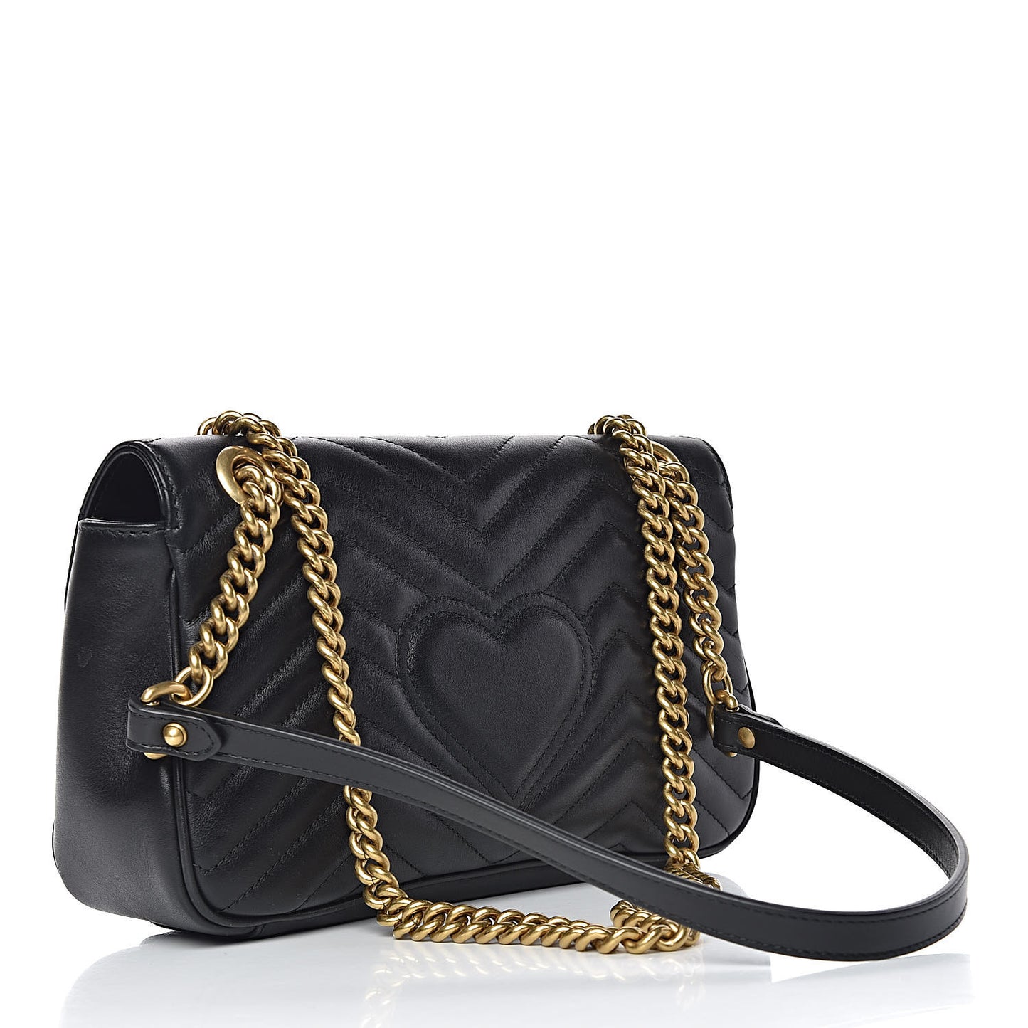 Calfskin Matelasse Small GG Marmont Shoulder Bag Black