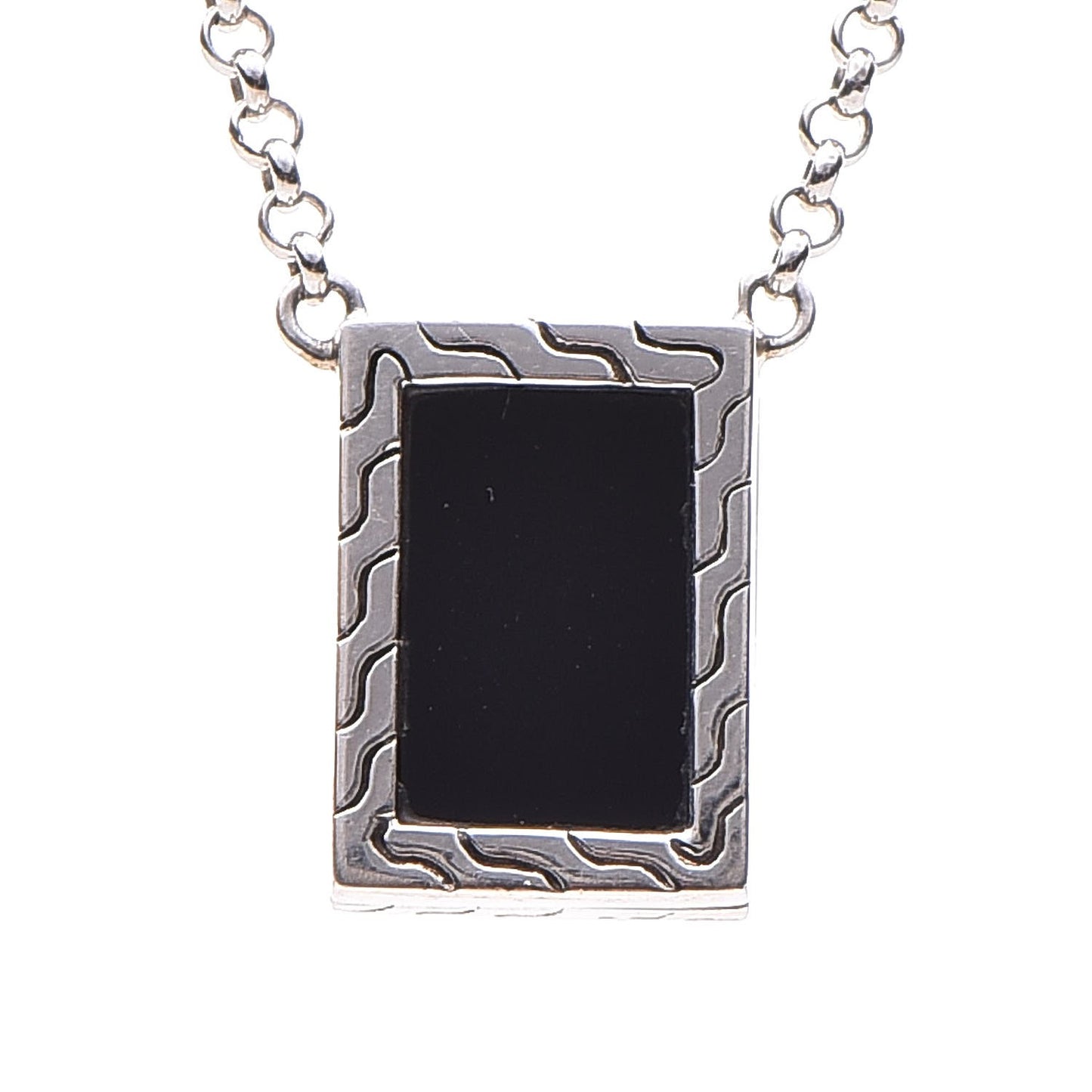 Sterling Silver Tiger's Eye Black Onyx Classic Chain Necklace