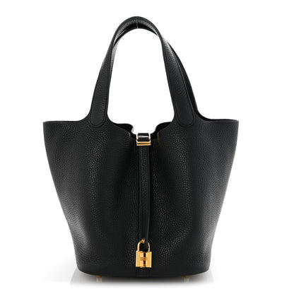 Hermes Taurillon Clemence Picotin Lock 22 MM Black 1 of 14