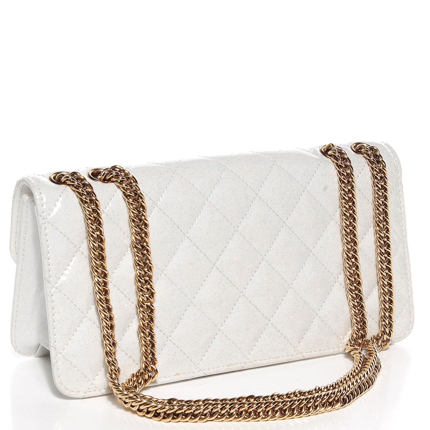 Patent Quilted Evening Star East West Flap White