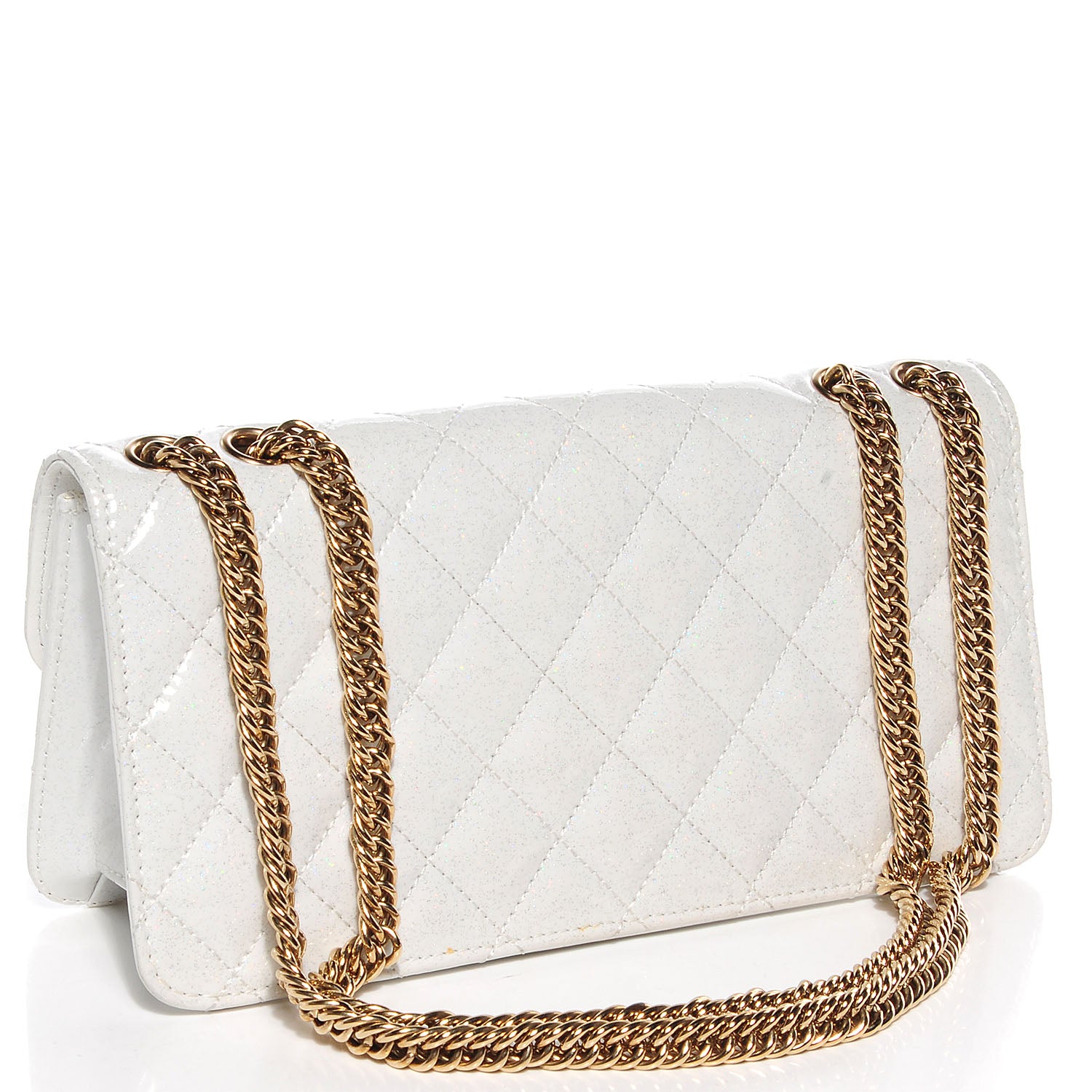 Chanel Patent Quilted Evening Star East West Flap White 5 of 11
