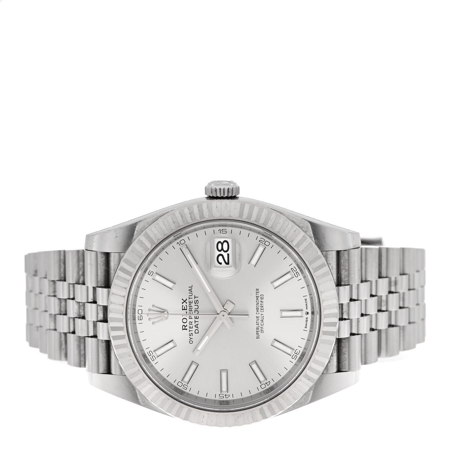 Stainless Steel 18K White Gold 41mm Oyster Perpetual Datejust Watch Silver 126334
