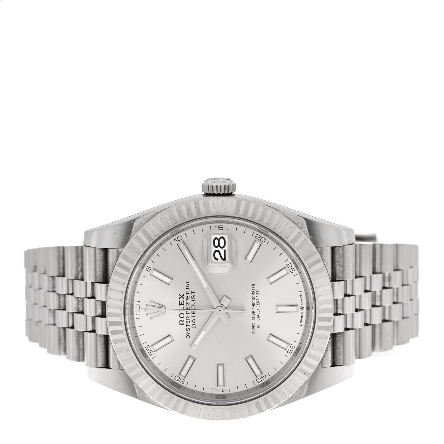Rolex Stainless Steel 18K White Gold 41mm Oyster Perpetual Datejust Watch Silver 126334 2 of 5