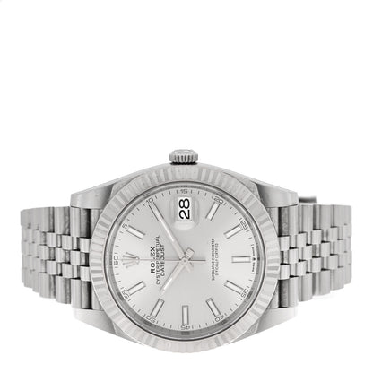 Rolex Stainless Steel 18K White Gold 41mm Oyster Perpetual Datejust Watch Silver 126334 2 of 5