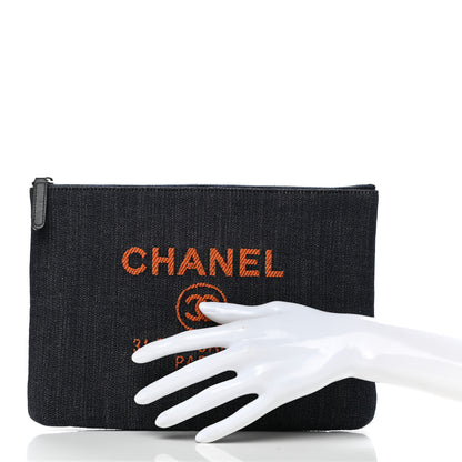 Chanel Denim Medium Deauville Pouch Clutch Blue Orange 2 of 8