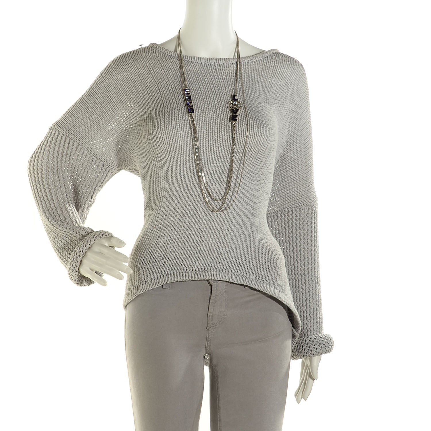 Chanel Crystal Baguette Coco Love Necklace Silver Blue 2 of 6