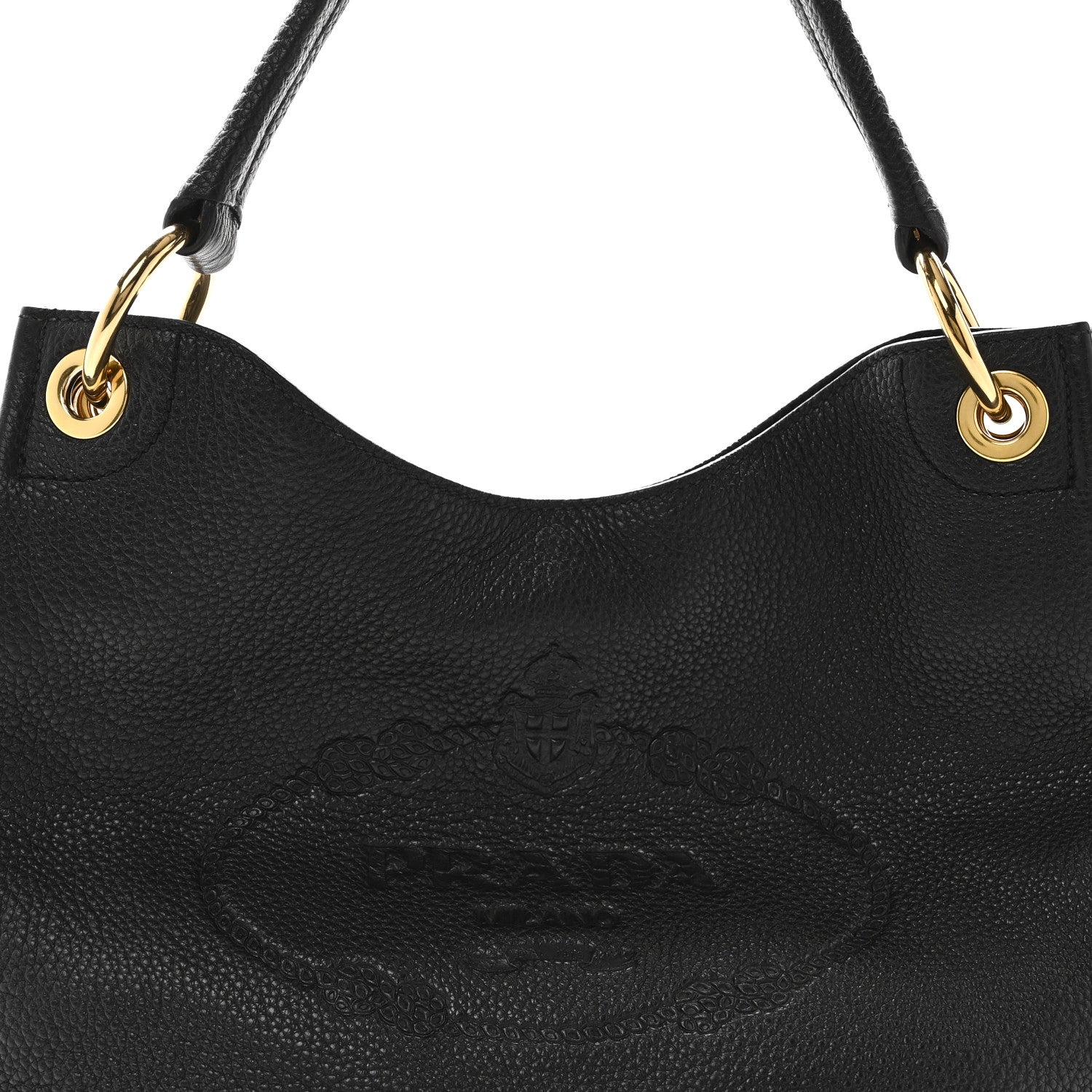 ショルダーバッグ PRADA LOGO EMBOSSED HOBO SHOULDER BAG Prada Hobo Shoulder Bag Embossed Logo Black Leather 1BC051 New | eBay