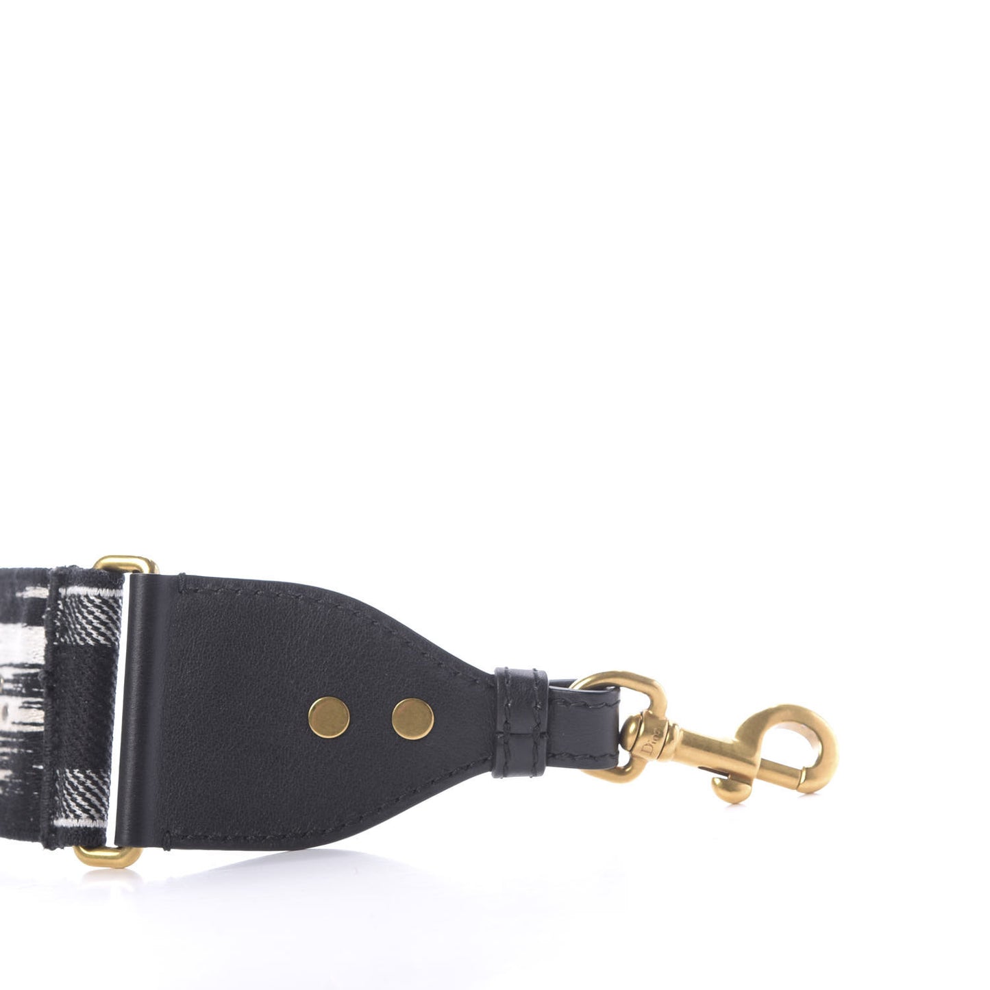 Canvas Embroidered Studded Checkered Embroidered Shoulder Strap White Black