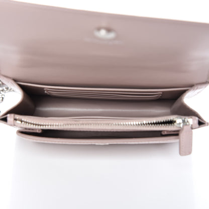 Saint Laurent Calfskin Crocodile Embossed Monogram Sunset Chain Wallet Rose Antic 5 of 9