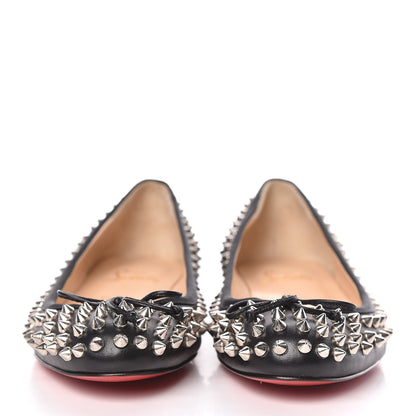 Christian Louboutin Shiny Nappa Big Kiss Spikes Flats 38.5 Black 2 of 7