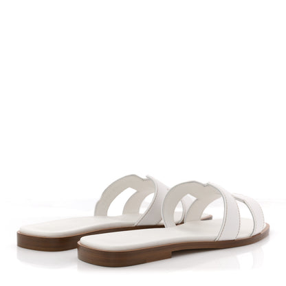 Hermes Box Calfskin Oran Sandals 36.5 White 5 of 11
