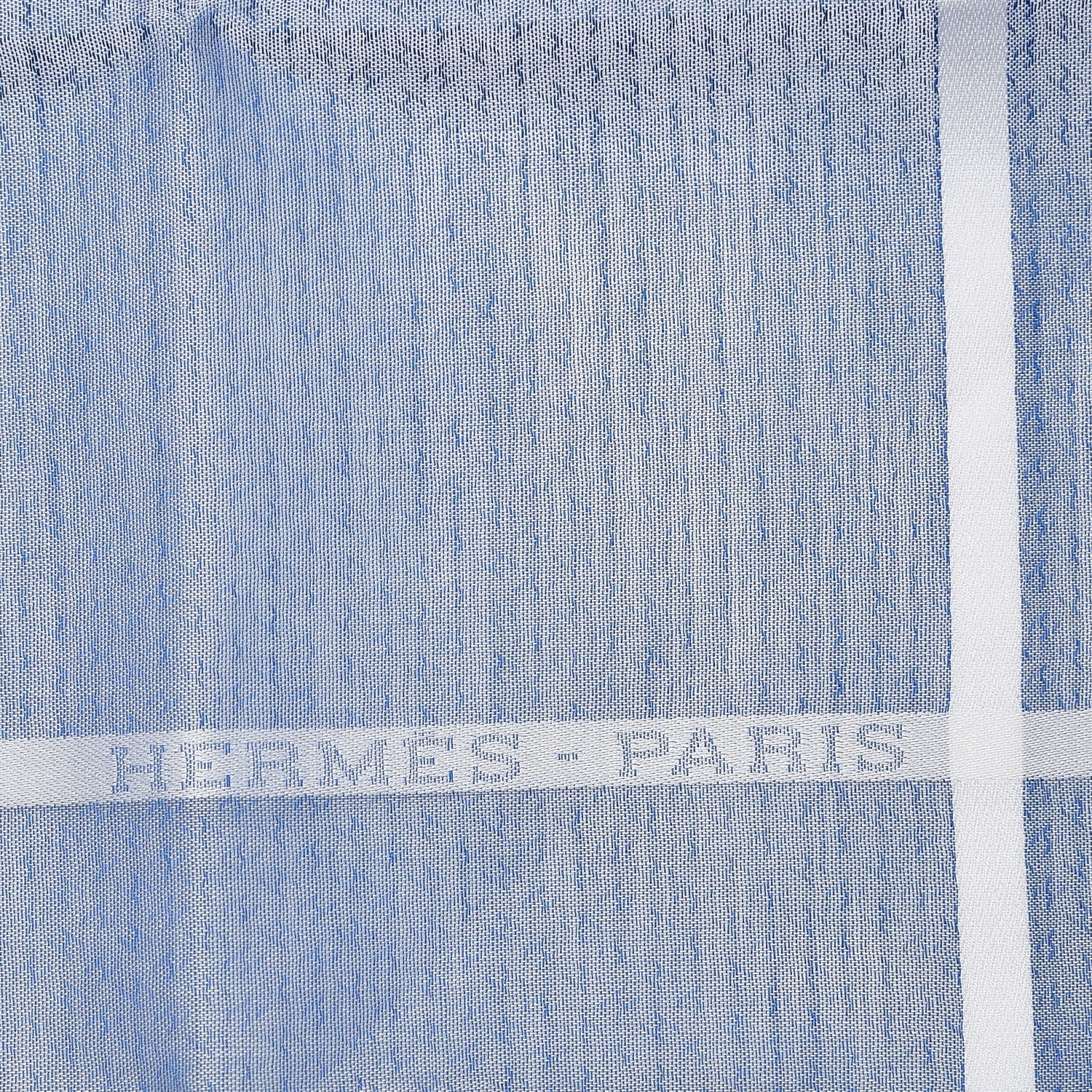 Hermes Cotton Hankachi Handkerchief Gift Set H Passant Jacquard d'H Bleu Ciel Bleu 9 of 11