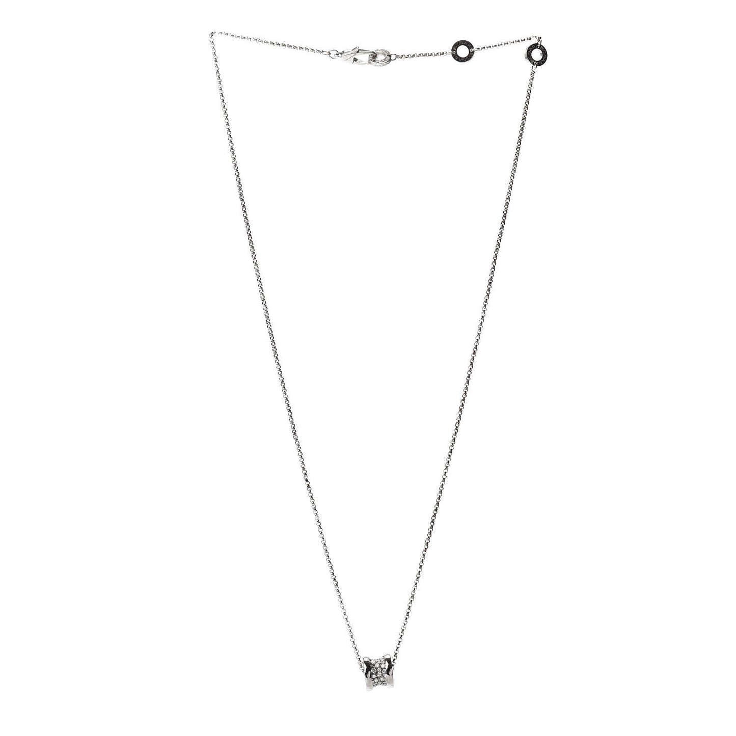 18K White Gold Diamond Small B.Zero1 Pave Pendant Necklace
