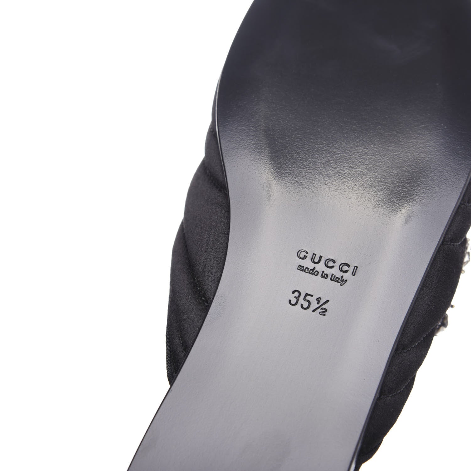Gucci Satin Embroidered Heart and Dagger Slippers 35.5 Black 9 of 10