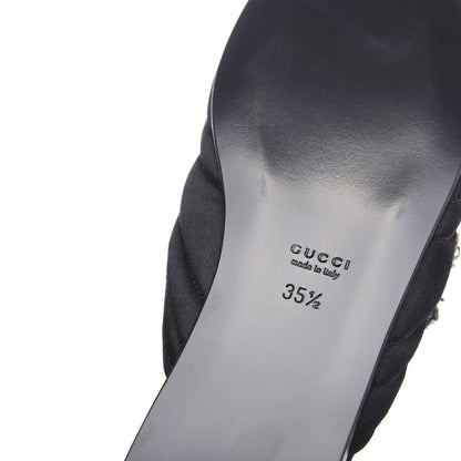 Gucci Satin Embroidered Heart and Dagger Slippers 35.5 Black 9 of 10