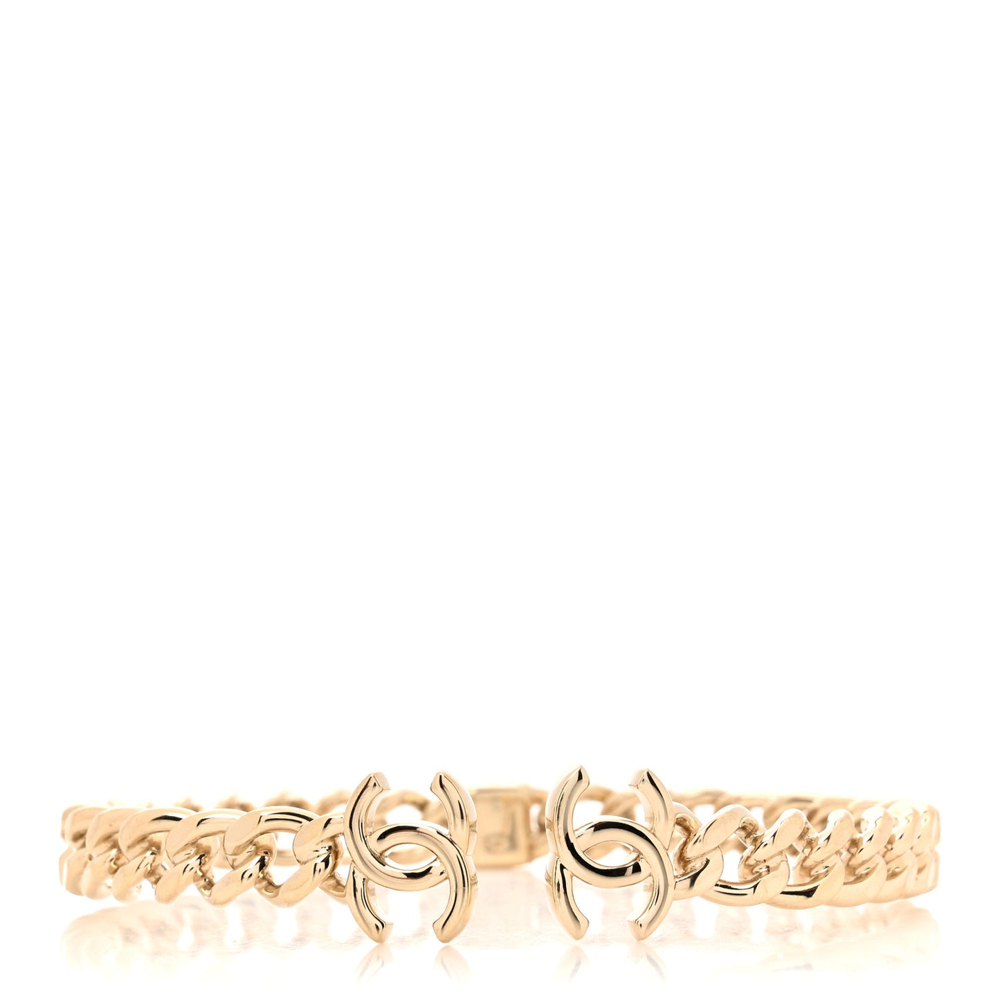 Metal CC Chain Link Choker Necklace L Gold