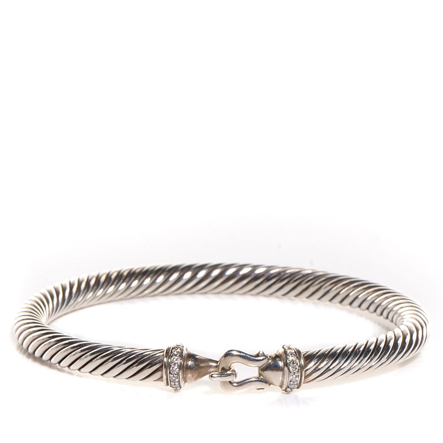 Sterling Silver Diamond 5mm Cable Buckle Bracelet