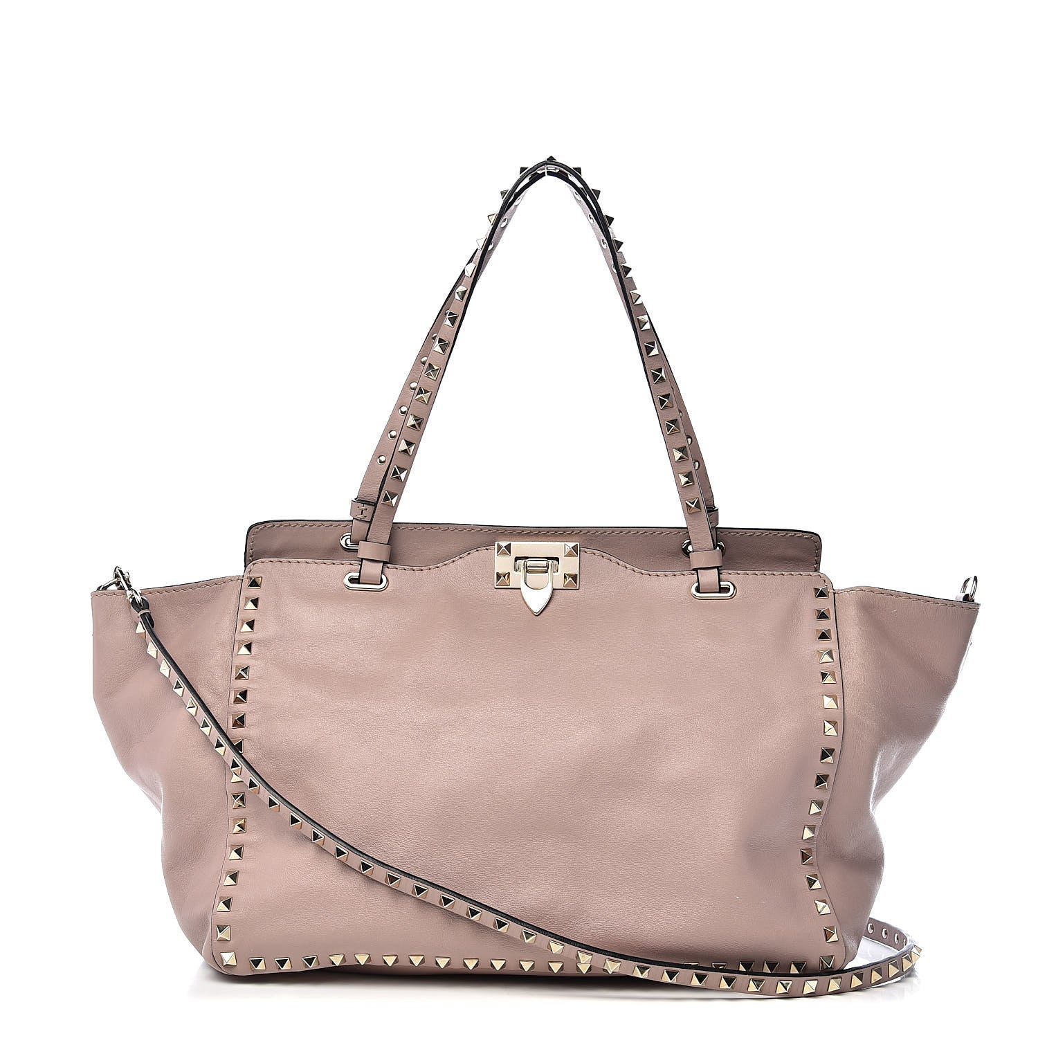 Valentino Garavani Vitello Medium Rockstud Tote Poudre 1 of 12