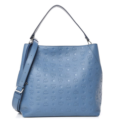 MCM Calfskin Ottomar Monogram Large Klara Hobo Luft Blue 1 of 11