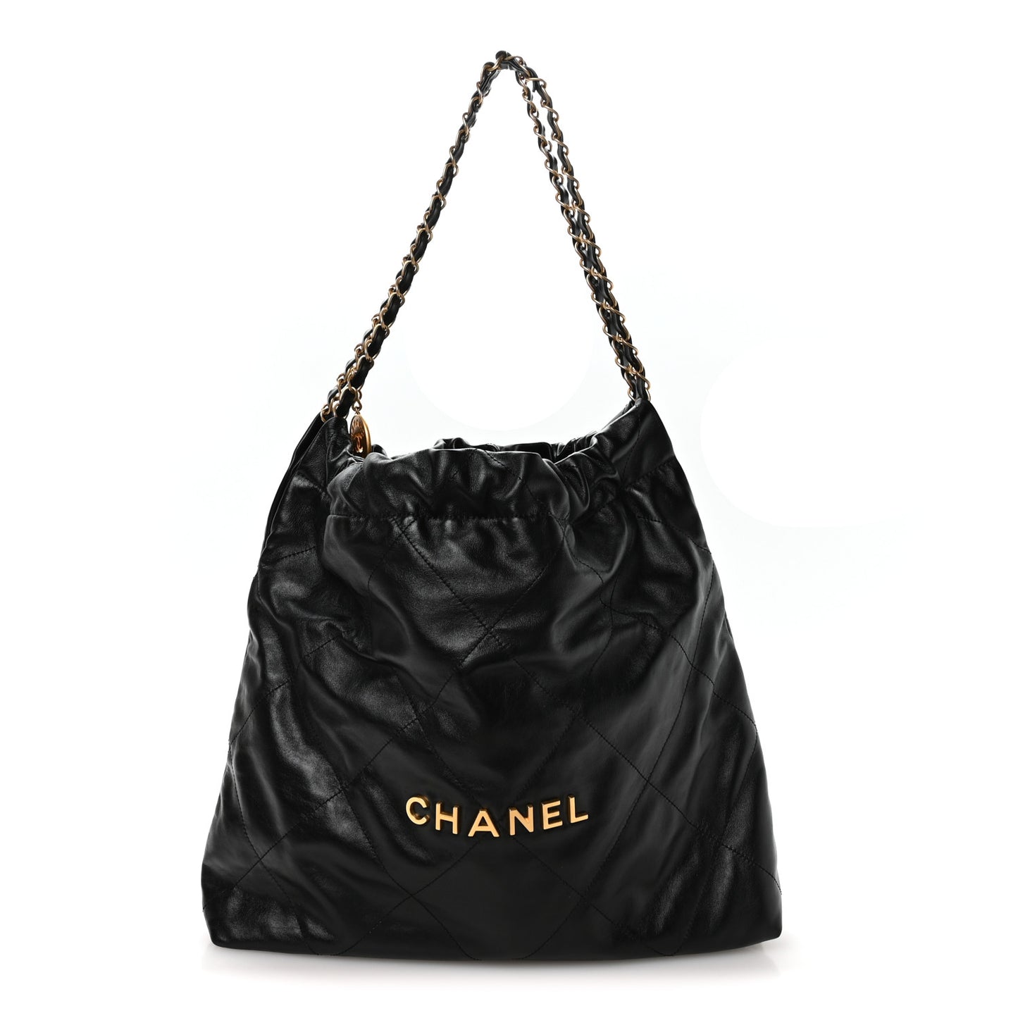 Shiny Calfskin Quilted Chanel 22 Black