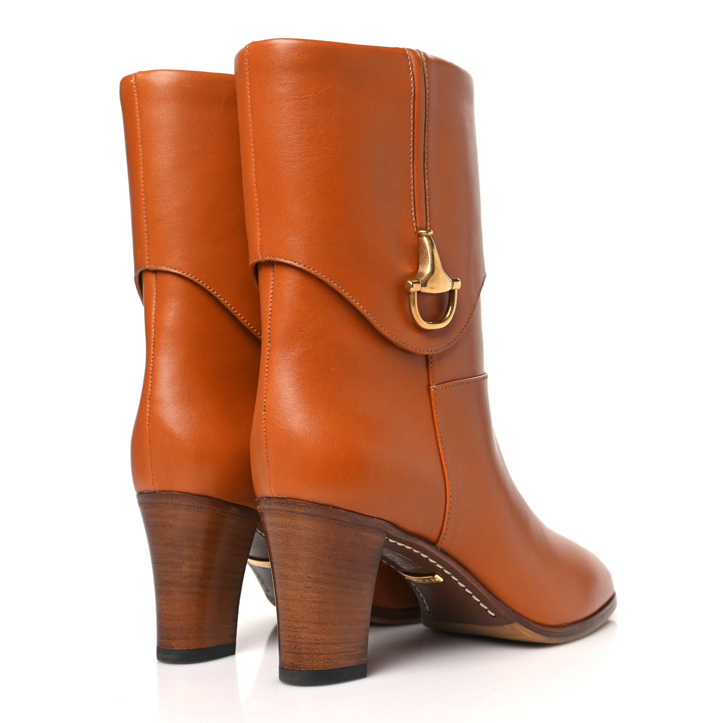 Calfskin Horsebit Elizabeth Ankle Boots 36 Cognac