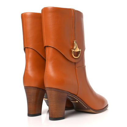 Gucci Calfskin Horsebit Elizabeth Ankle Boots 36 Cognac 4 of 9