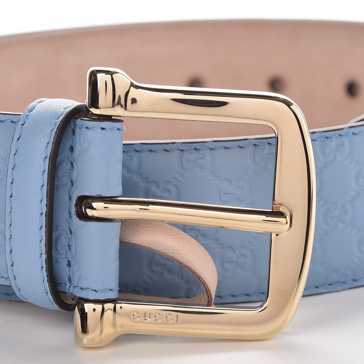 Soft Microguccissima Margaux Calfskin Belt 85 34 Mineral Blue