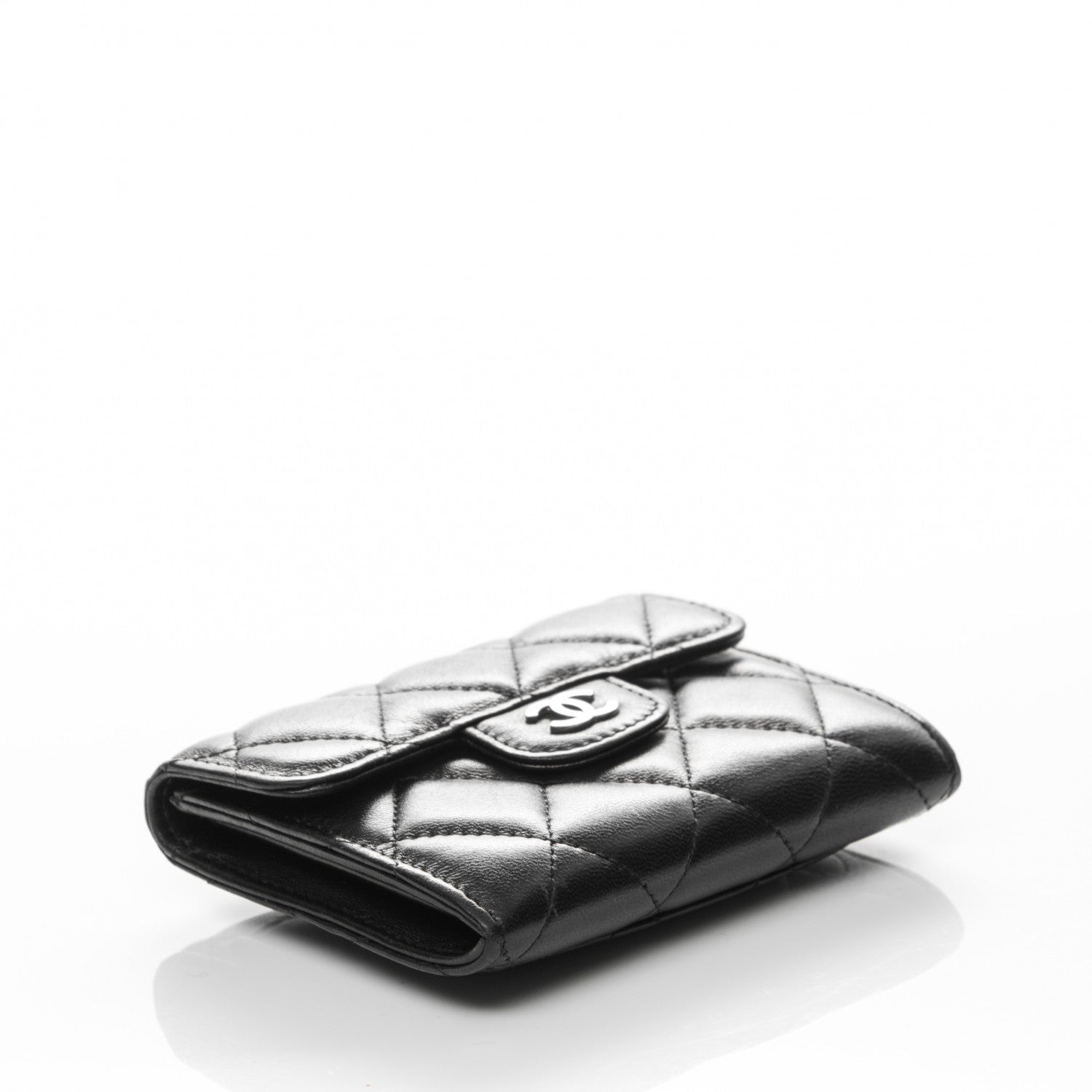 Chanel Lambskin Quilted Flap Card Holder Wallet Black 4 of 7
