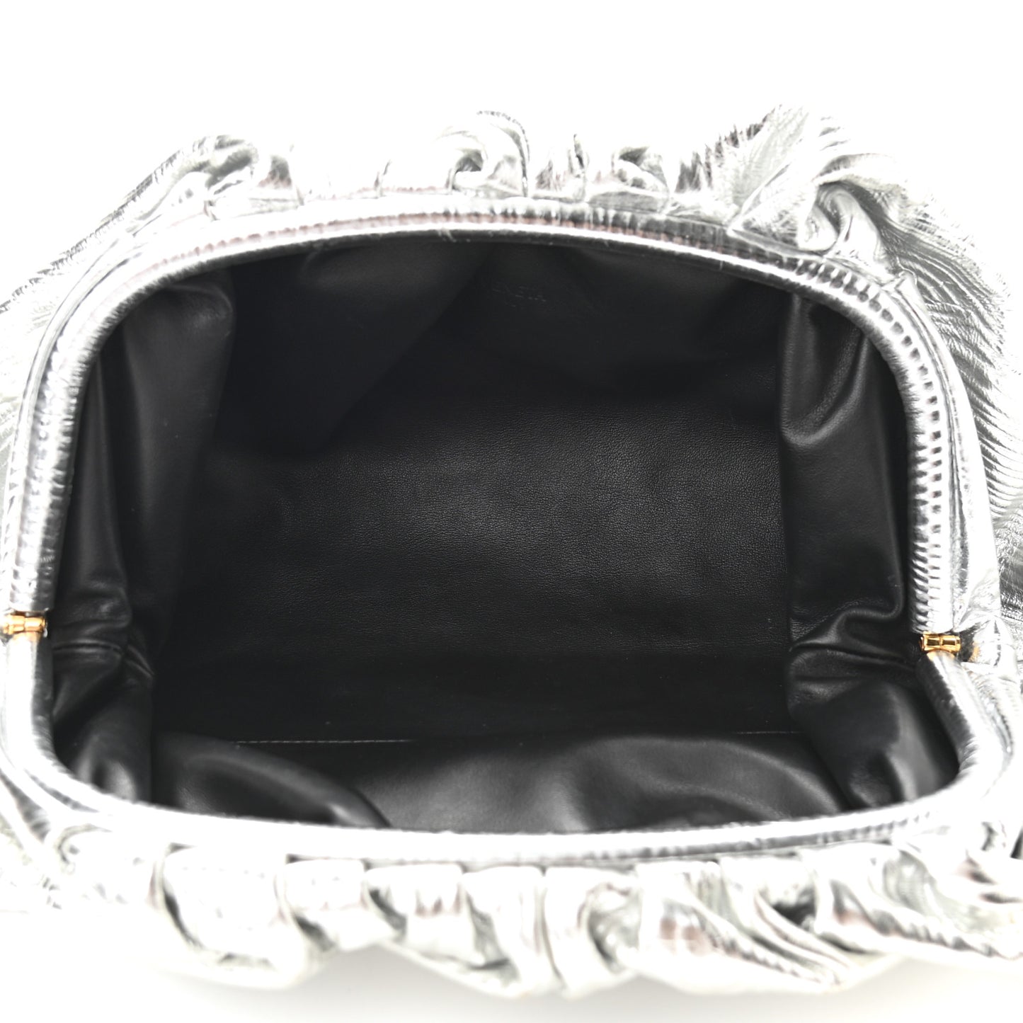 Metallic Bark Calfskin Embossed The Pouch Oversized Clutch Silver