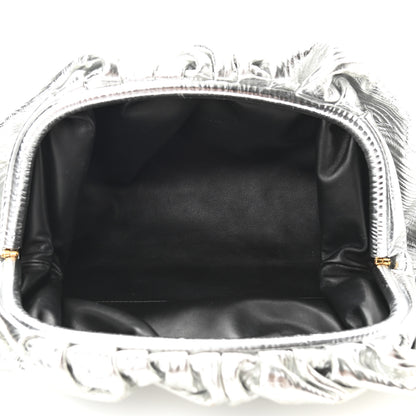 Bottega Veneta Metallic Bark Calfskin Embossed The Pouch Oversized Clutch Silver 5 of 8