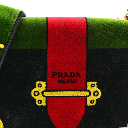 Prada Velluto Ricamo Cahier Shoulder Bag Black 7 of 9
