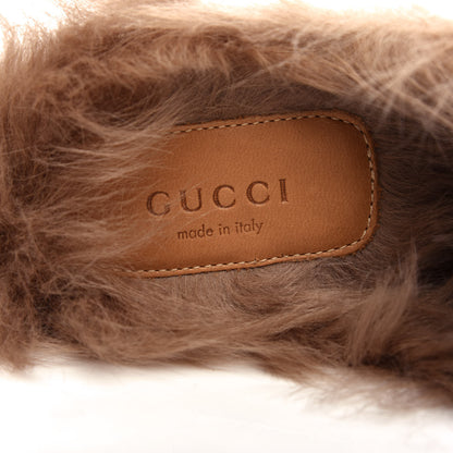 Gucci Brocade Fur Floral Womens Princetown Slippers 36 Black Anthracite 8 of 10