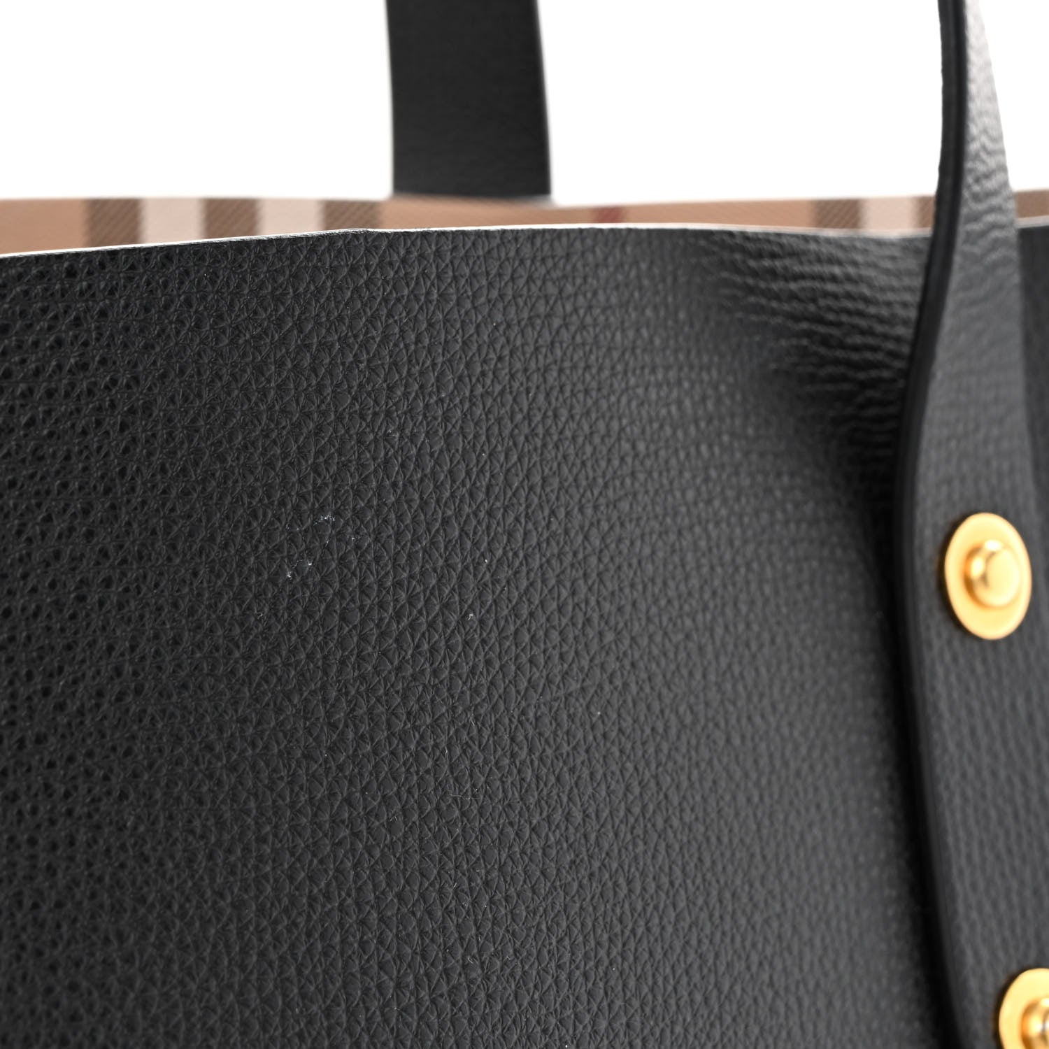 Burberry Grainy Calfskin Haymarket Check Tote Black 13 of 14
