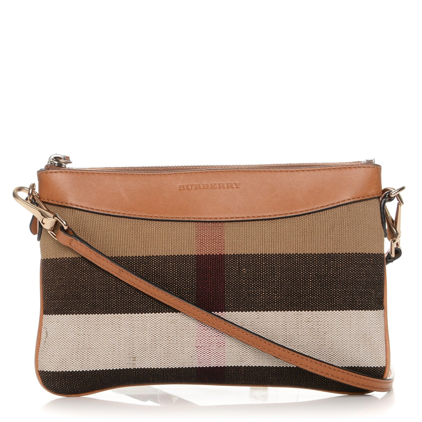 Mega Check Peyton Crossbody Clutch Bag Saddle Brown
