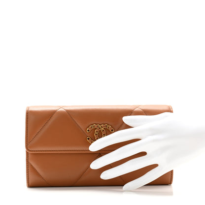 Chanel Lambskin Quilted Chanel 19 Flap Wallet Brown 2 of 12