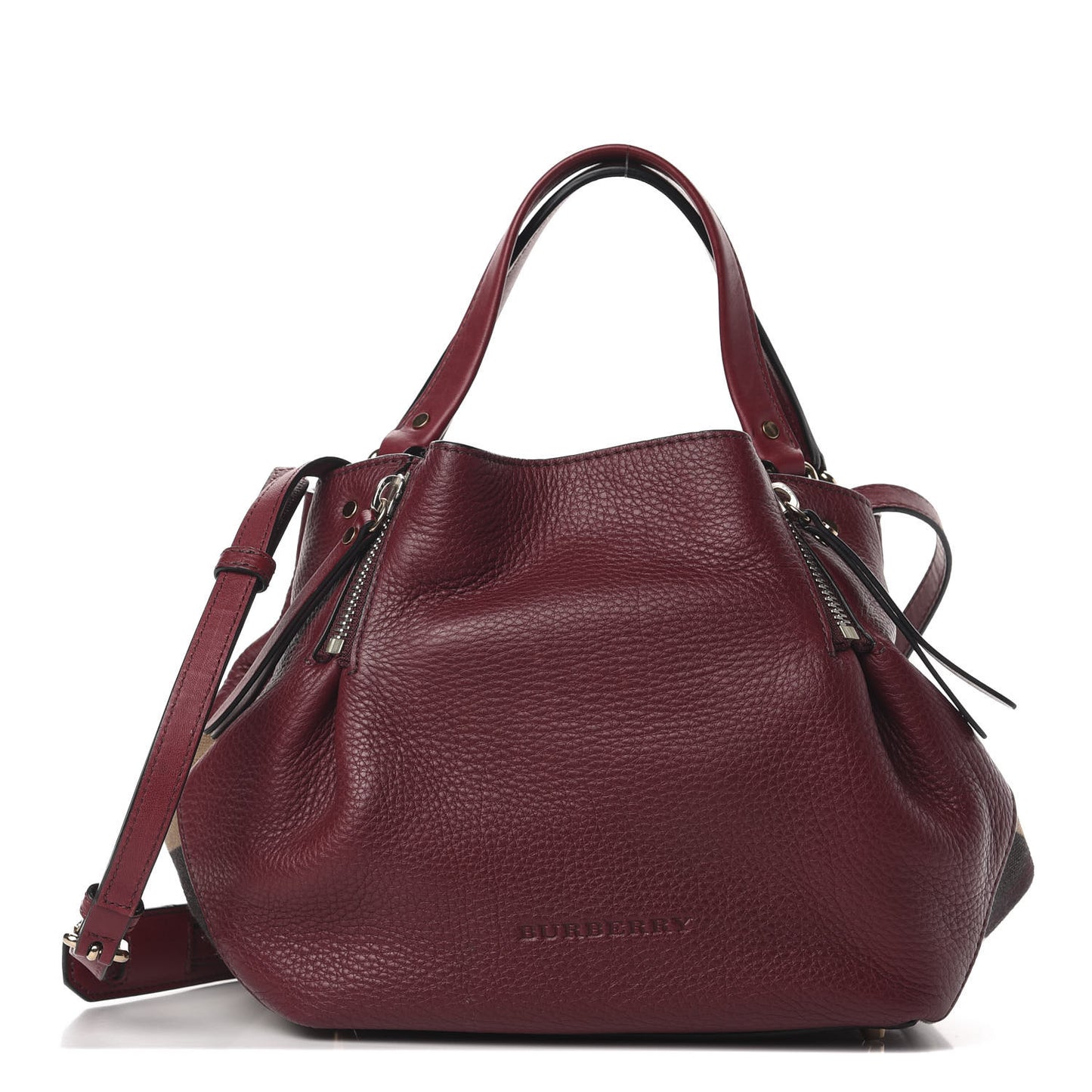 Grainy Calfskin House Check Small Maidstone Burgundy Red