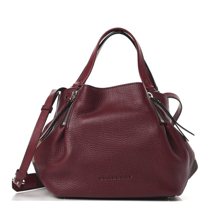 Burberry Grainy Calfskin House Check Small Maidstone Burgundy Red 1 of 11