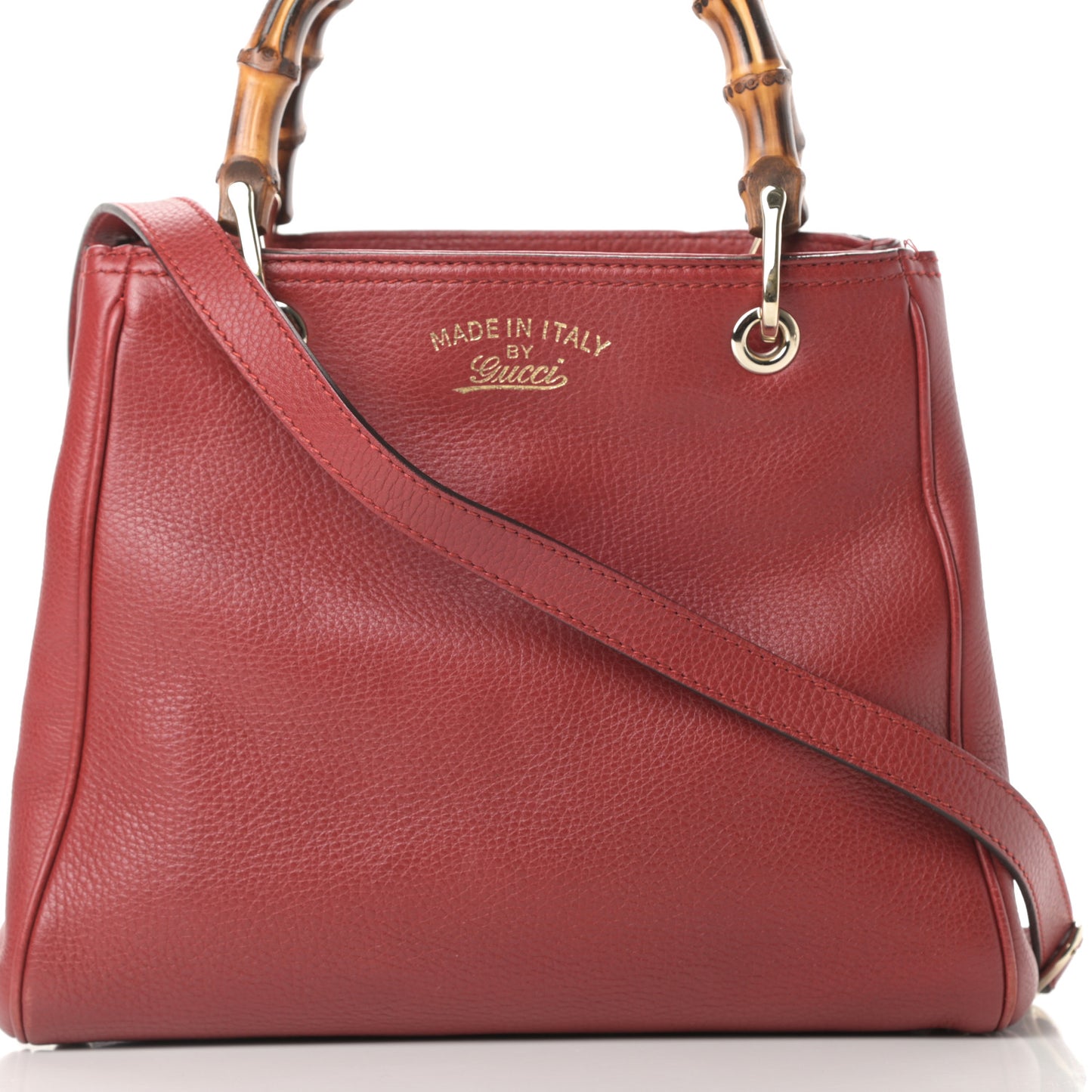 Calfskin Small Bamboo Shopper Tote Red